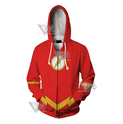 Dc The Flash Lightning Belt Cosplay Zip Up Hoodie