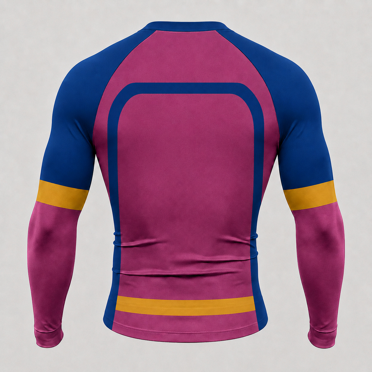 Wine Blue Gold Dugout Portal Frame Customizable Long Sleeve Compression Shirt back customization preview