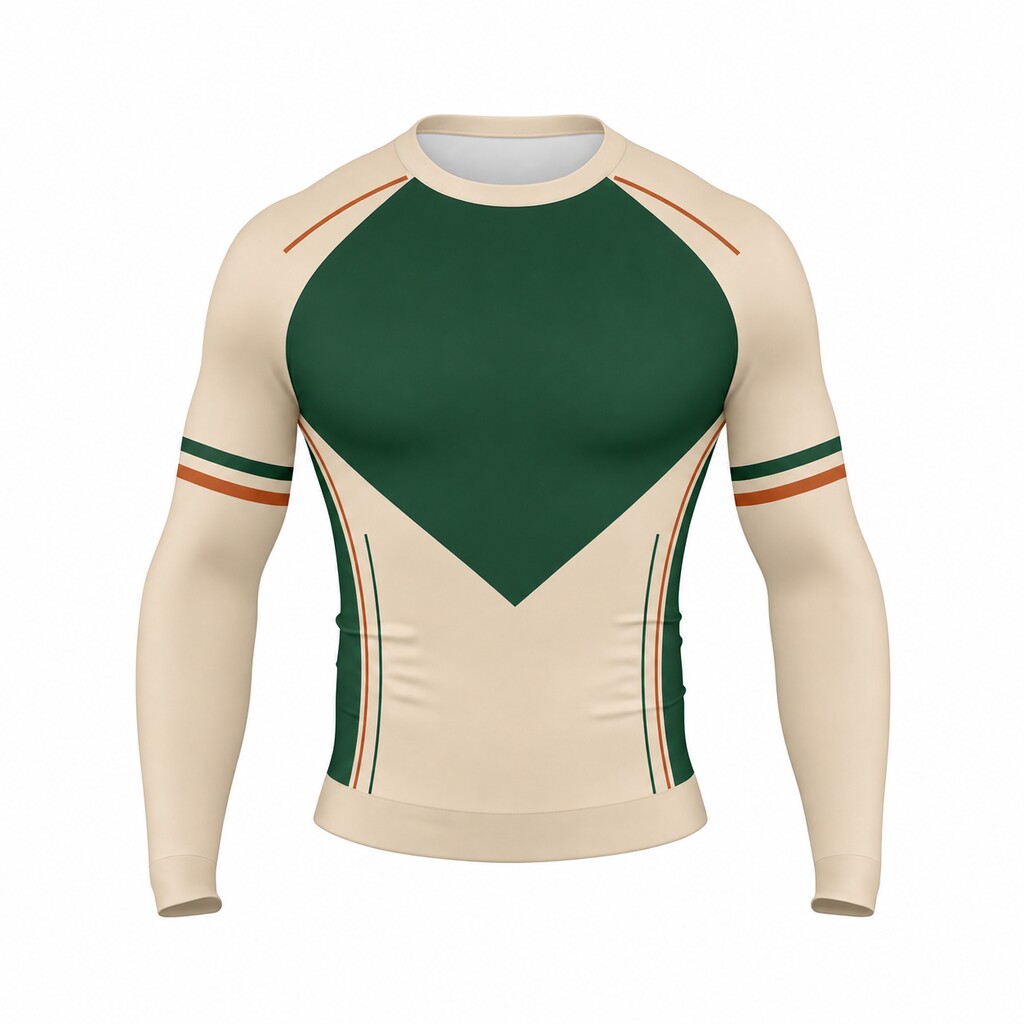 Forest Dynamic Beige Customizable Long Sleeve Compression Shirt front customization preview