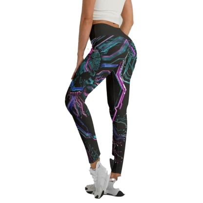 Deadly Glowing Circuit Women Compression Legging