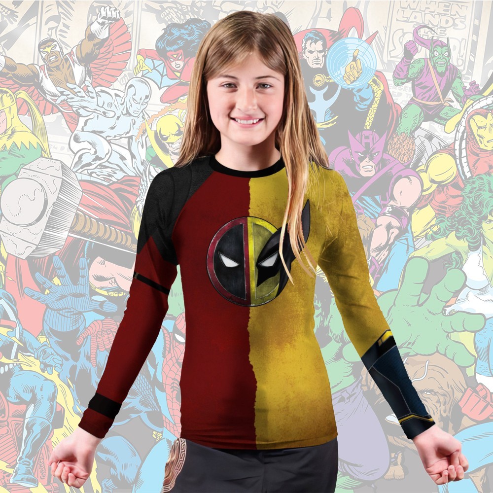 Deadpool And Wolverine Samurai Kids Long Sleeve Compression Shirt