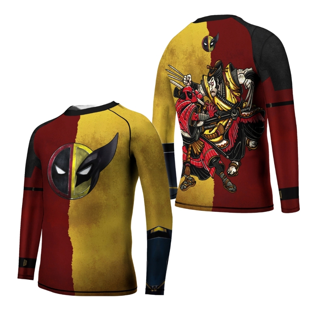 Deadpool And Wolverine Samurai Kids Long Sleeve Compression Shirt