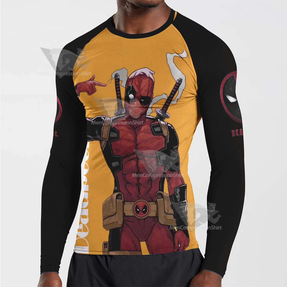 Deadpool Classic Yellow Long Sleeve Compression Shirt
