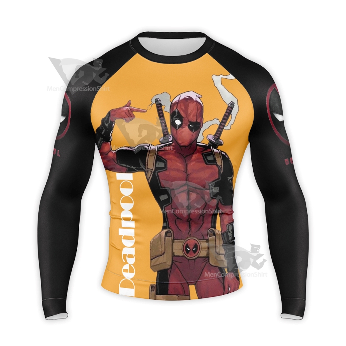 Deadpool Classic Yellow Long Sleeve Compression Shirt