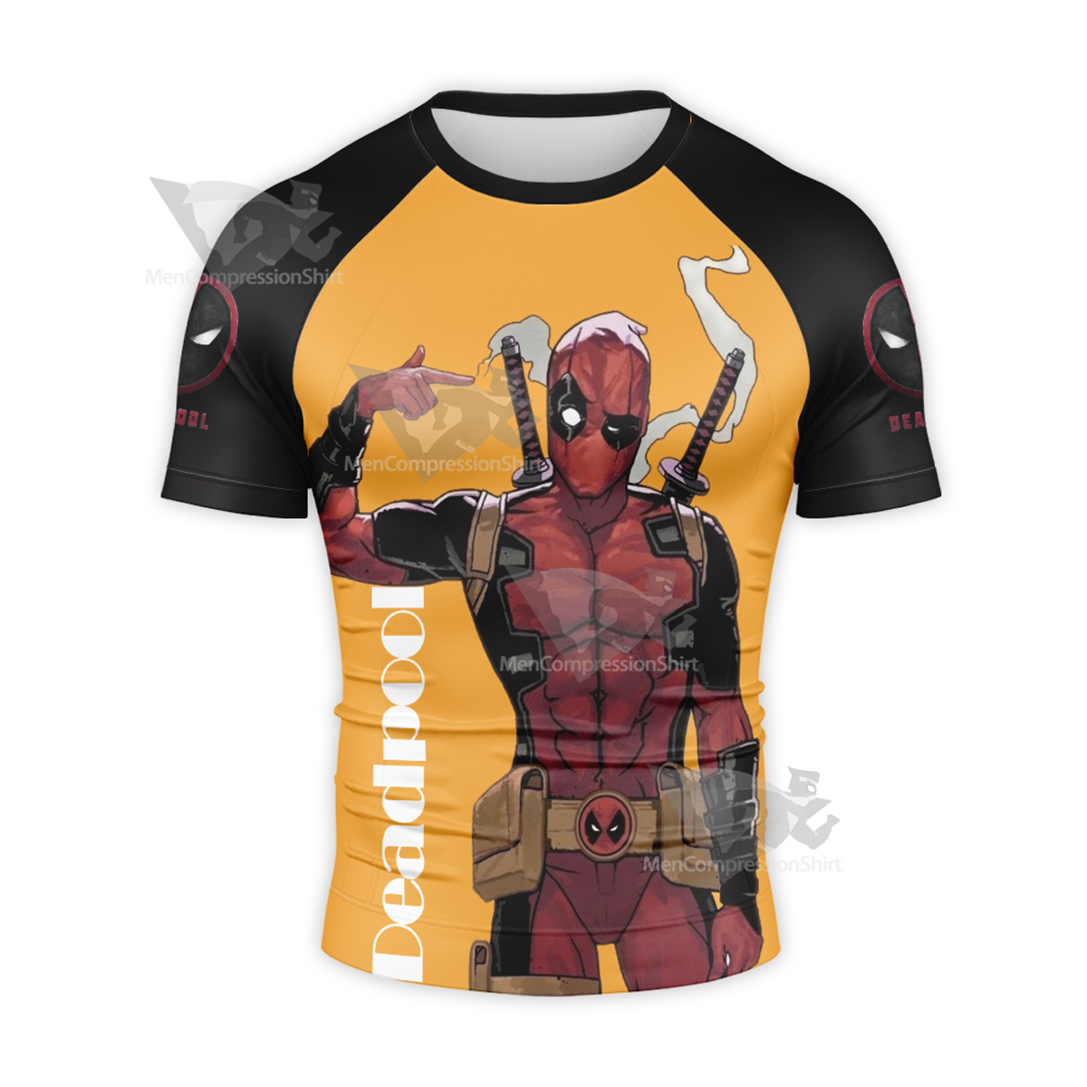 Deadpool Classic Yellow Short Sleeve Compression Shirt