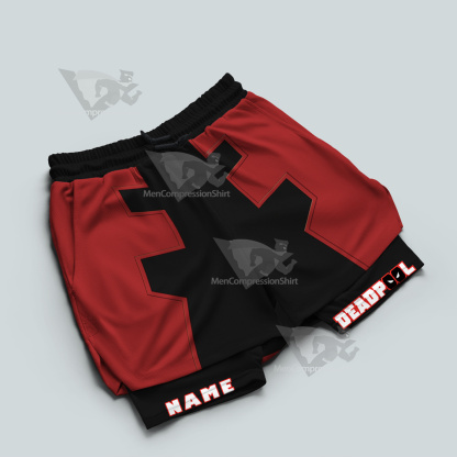 Deadpool Red Customizable Men Compression Gym Short