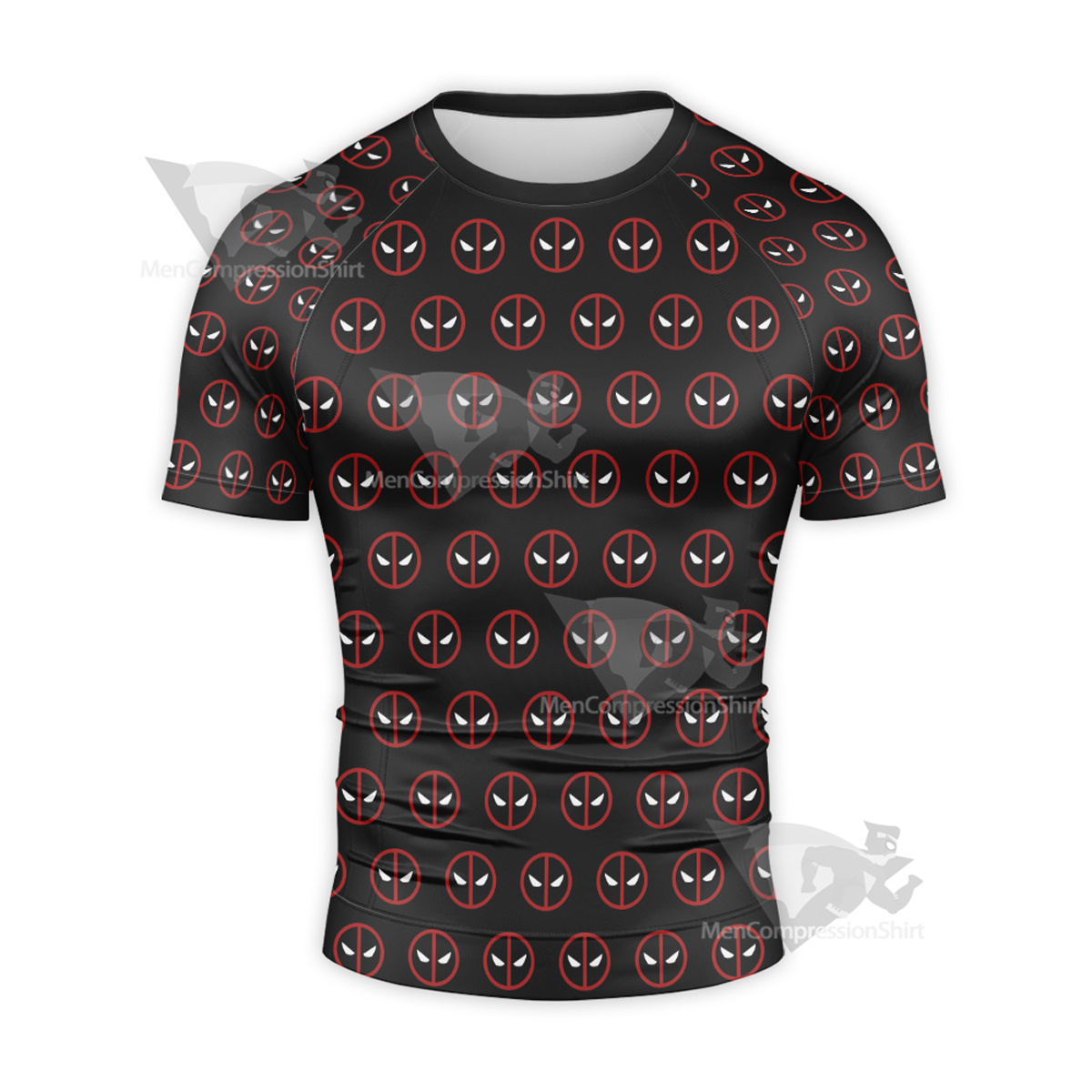 Deadpool Symbol Black Short Sleeve Compression Shirt