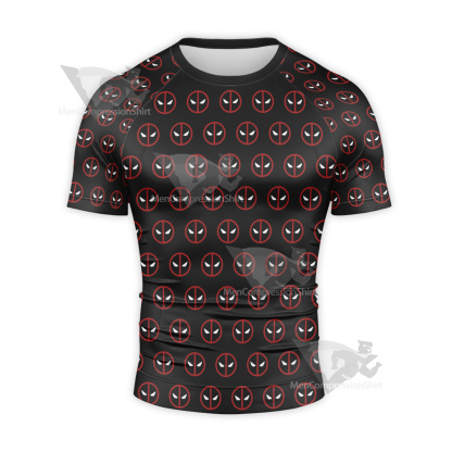 Deadpool Symbol Black Short Sleeve Compression Shirt