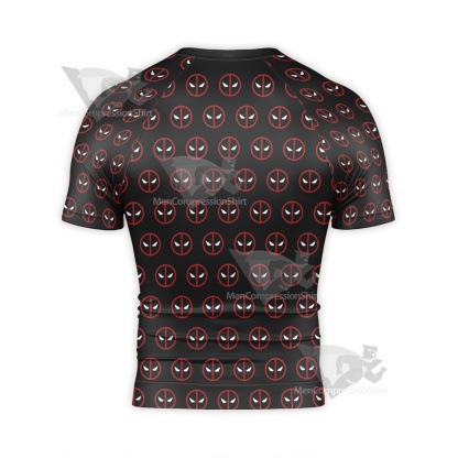 Deadpool Symbol Black Short Sleeve Compression Shirt