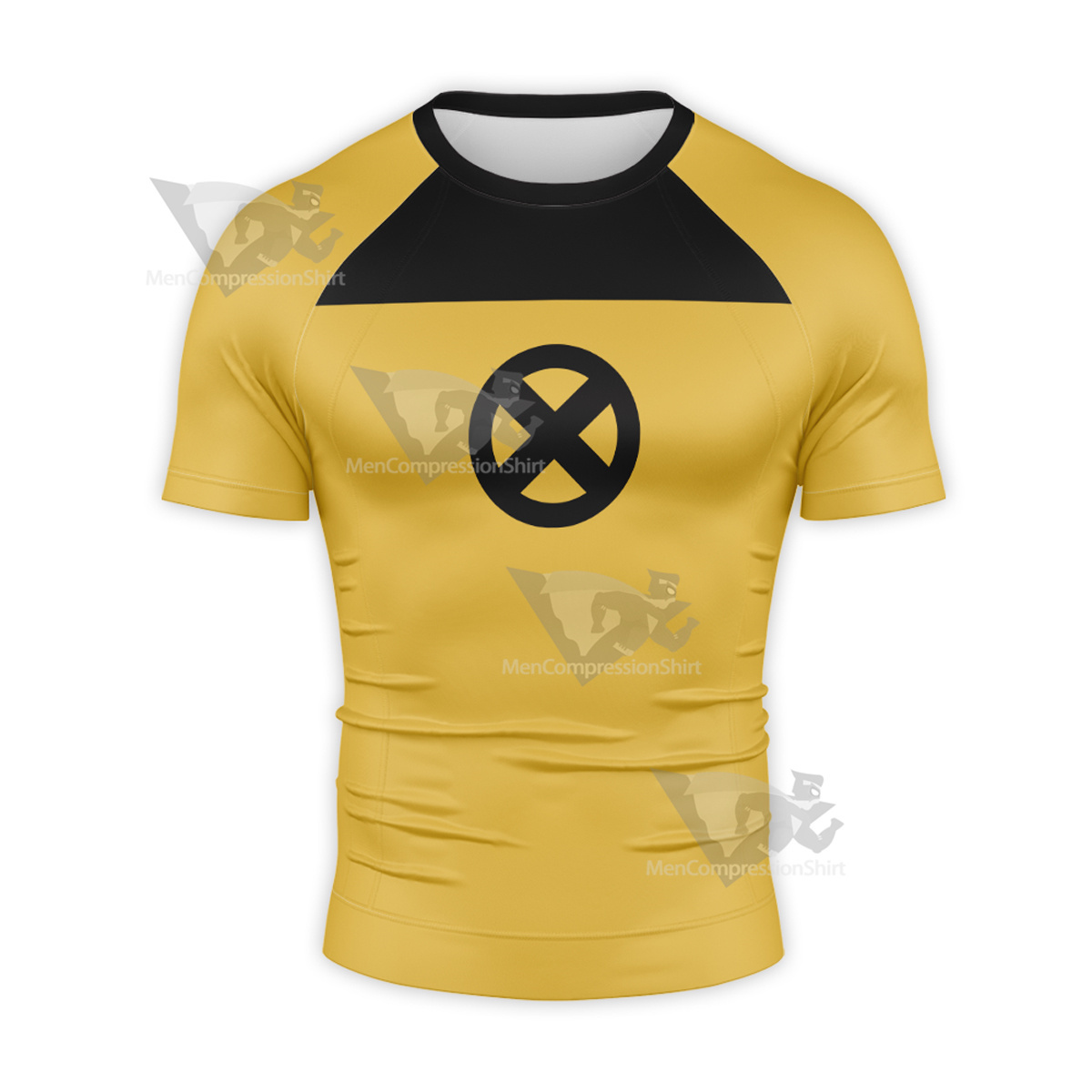 Deadpool Trainee Yellow Short Sleeve Compression Shirt