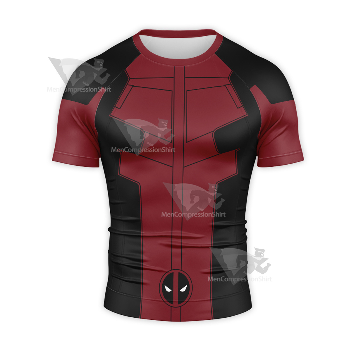 Deadpools Logo Red Short Sleeve Compression Shirt