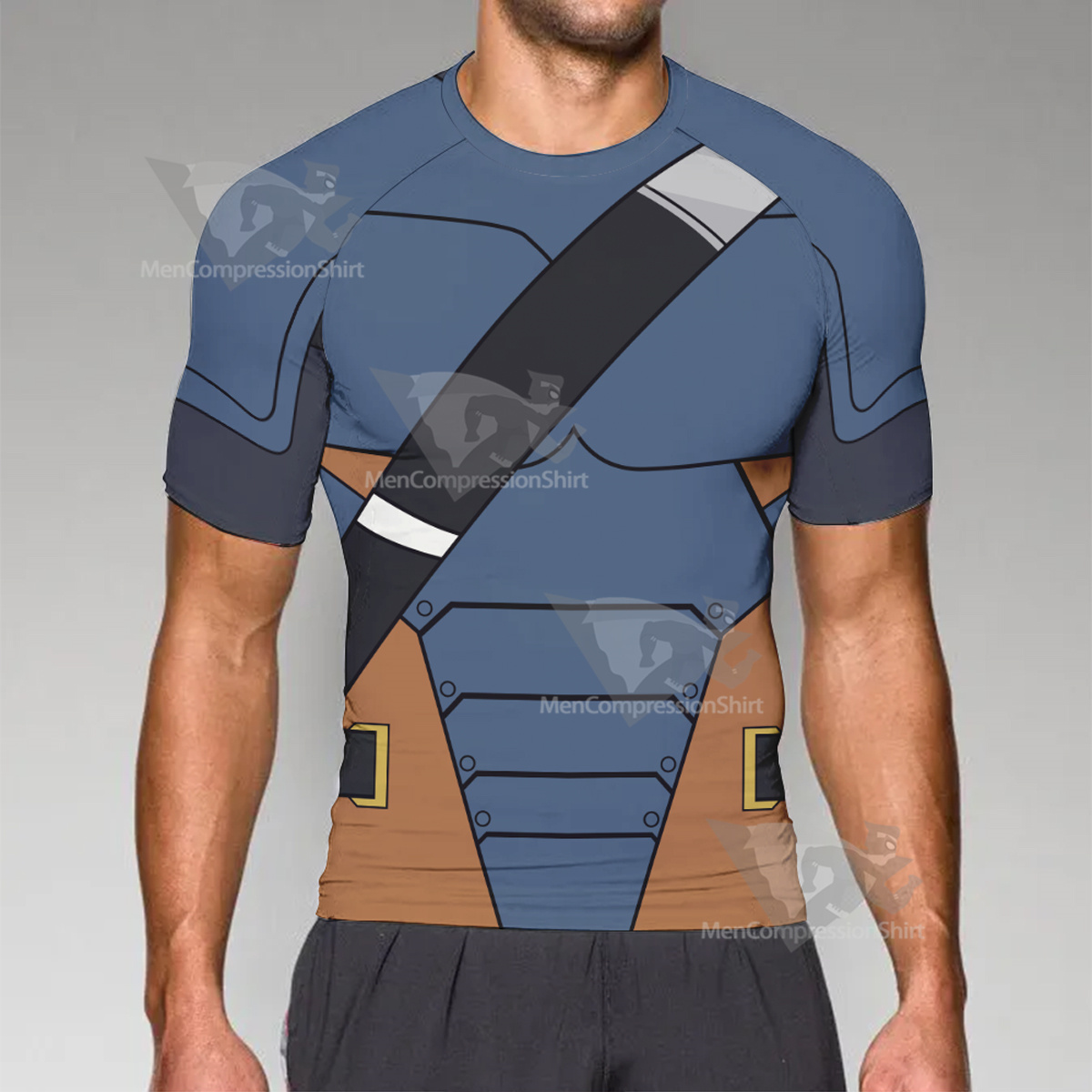 Deathstroke Blue Short Sleeve Compression Shirt