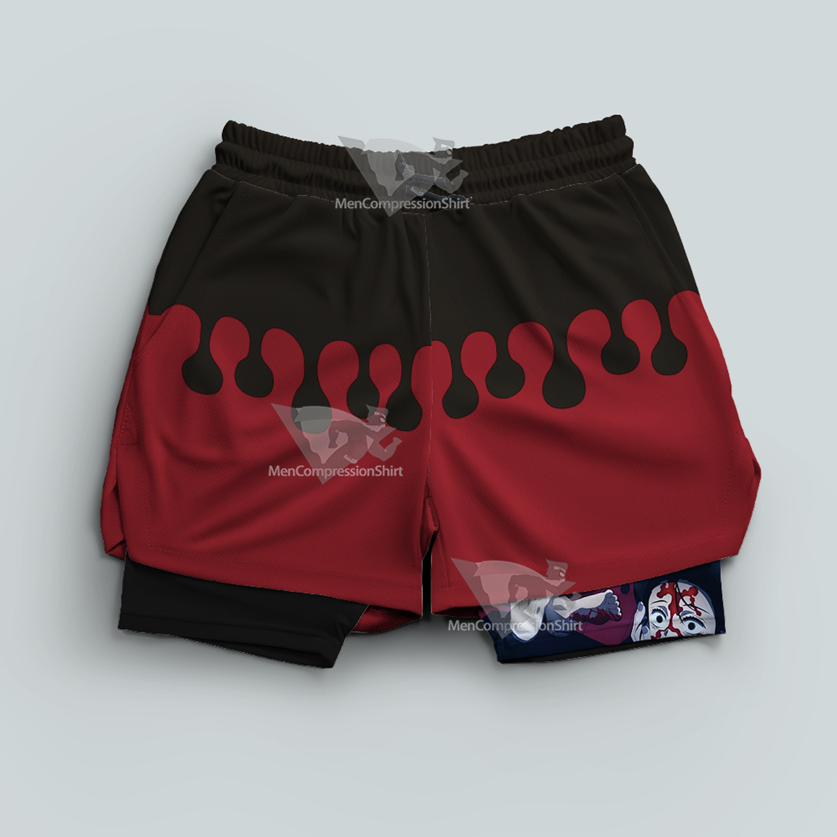 Demon Slayer Doma Red Men Compression Gym Short