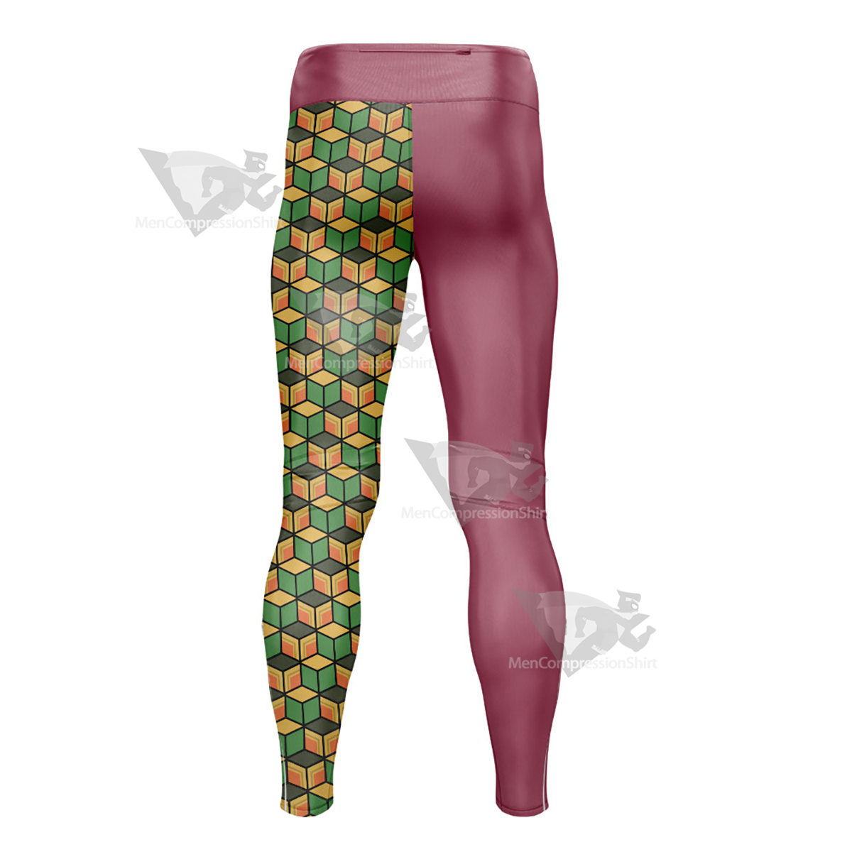 Demon Slayer Giyu Tomioka Pink And Square Mens Compression Legging