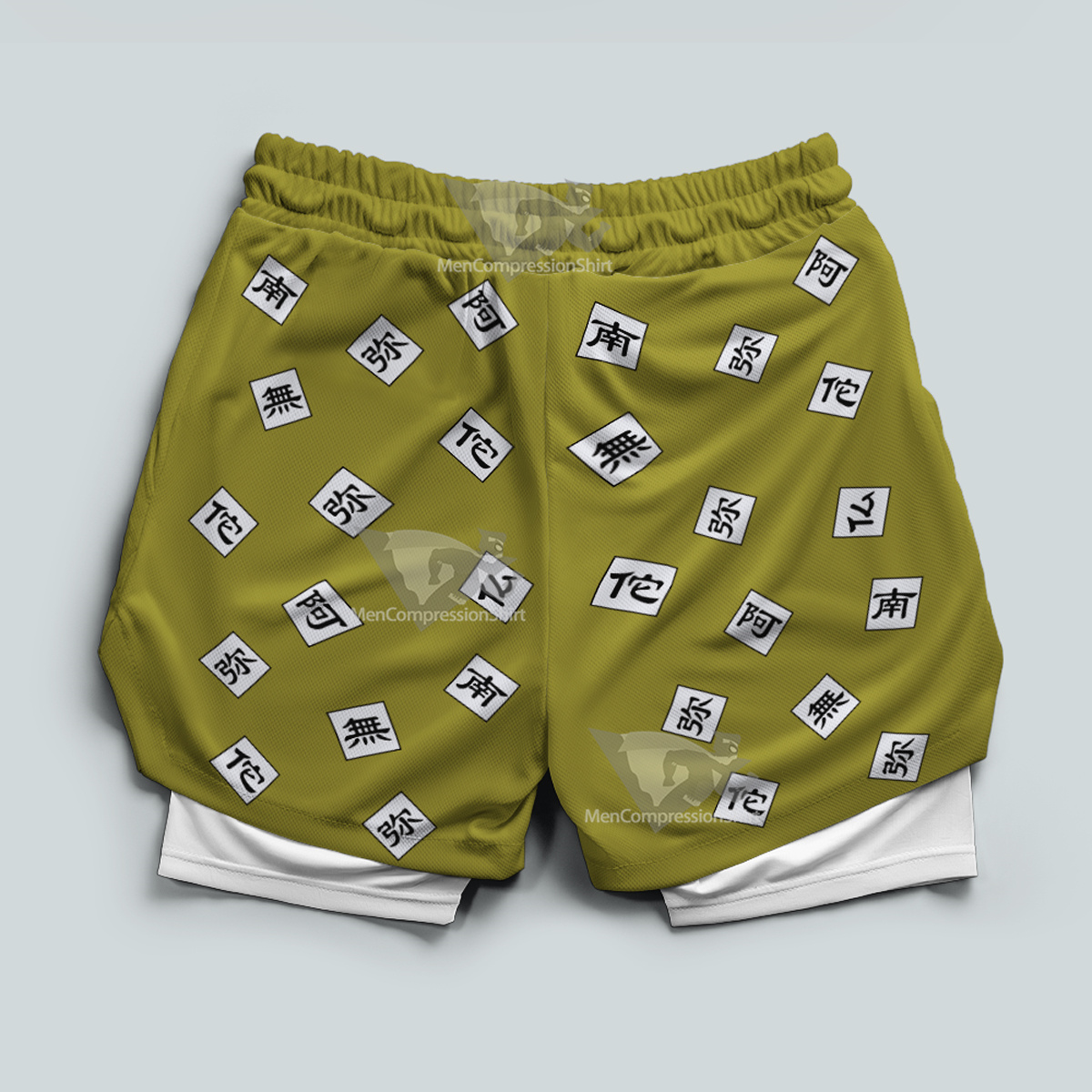Demon Slayer Gyomei Himejima Yellow Men Compression Gym Short