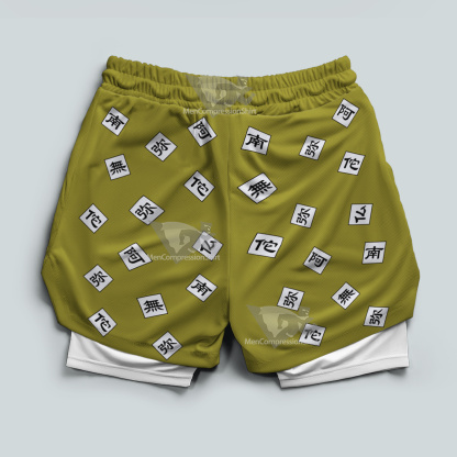 Demon Slayer Gyomei Himejima Yellow Men Compression Gym Short