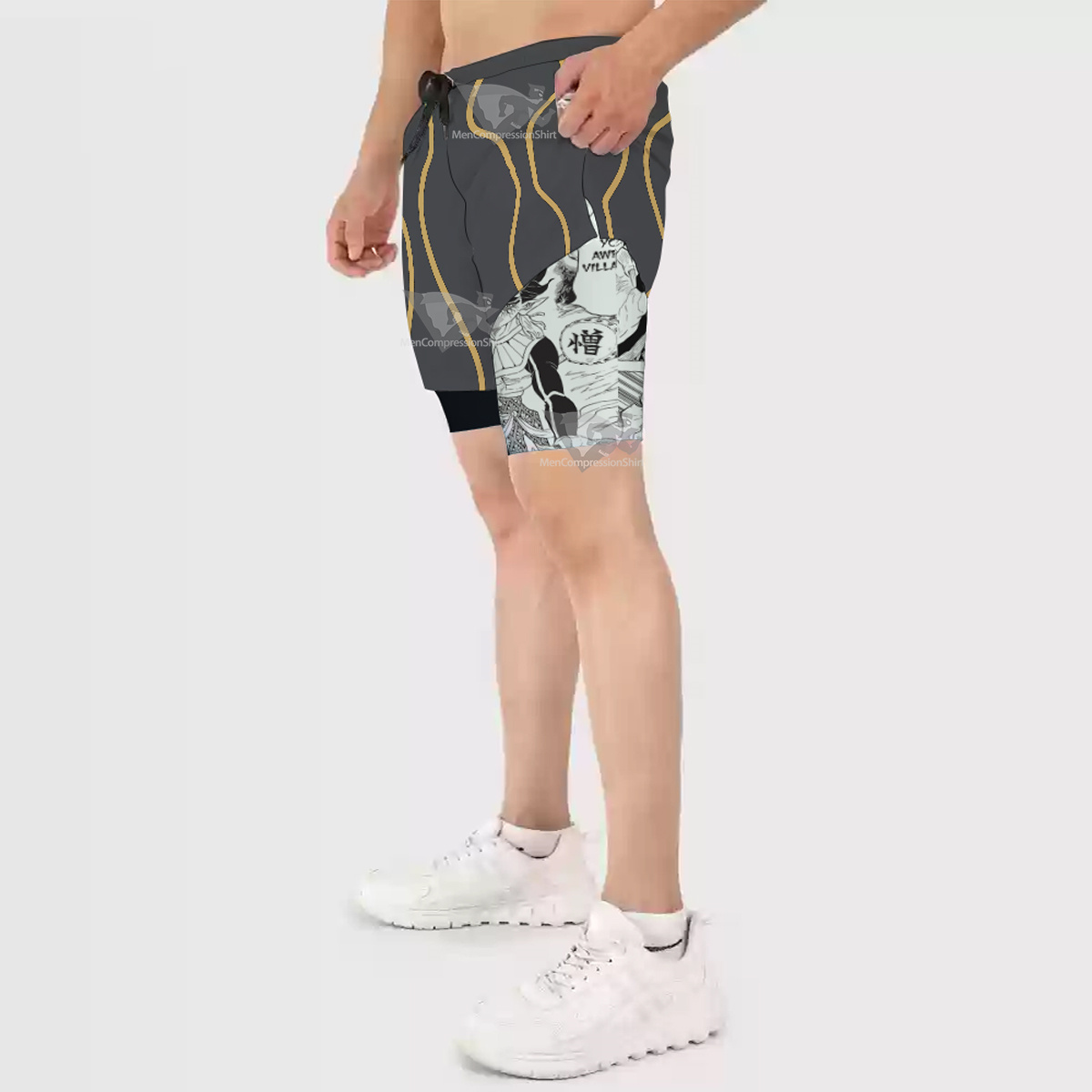 Demon Slayer Hantengu Grey Men Compression Gym Short