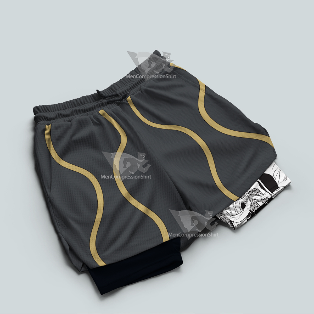 Demon Slayer Hantengu Grey Men Compression Gym Short