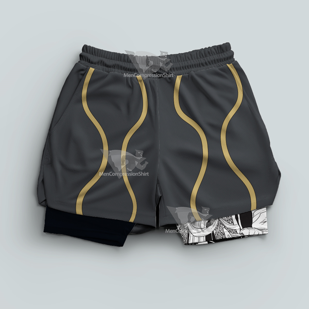 Demon Slayer Hantengu Grey Men Compression Gym Short