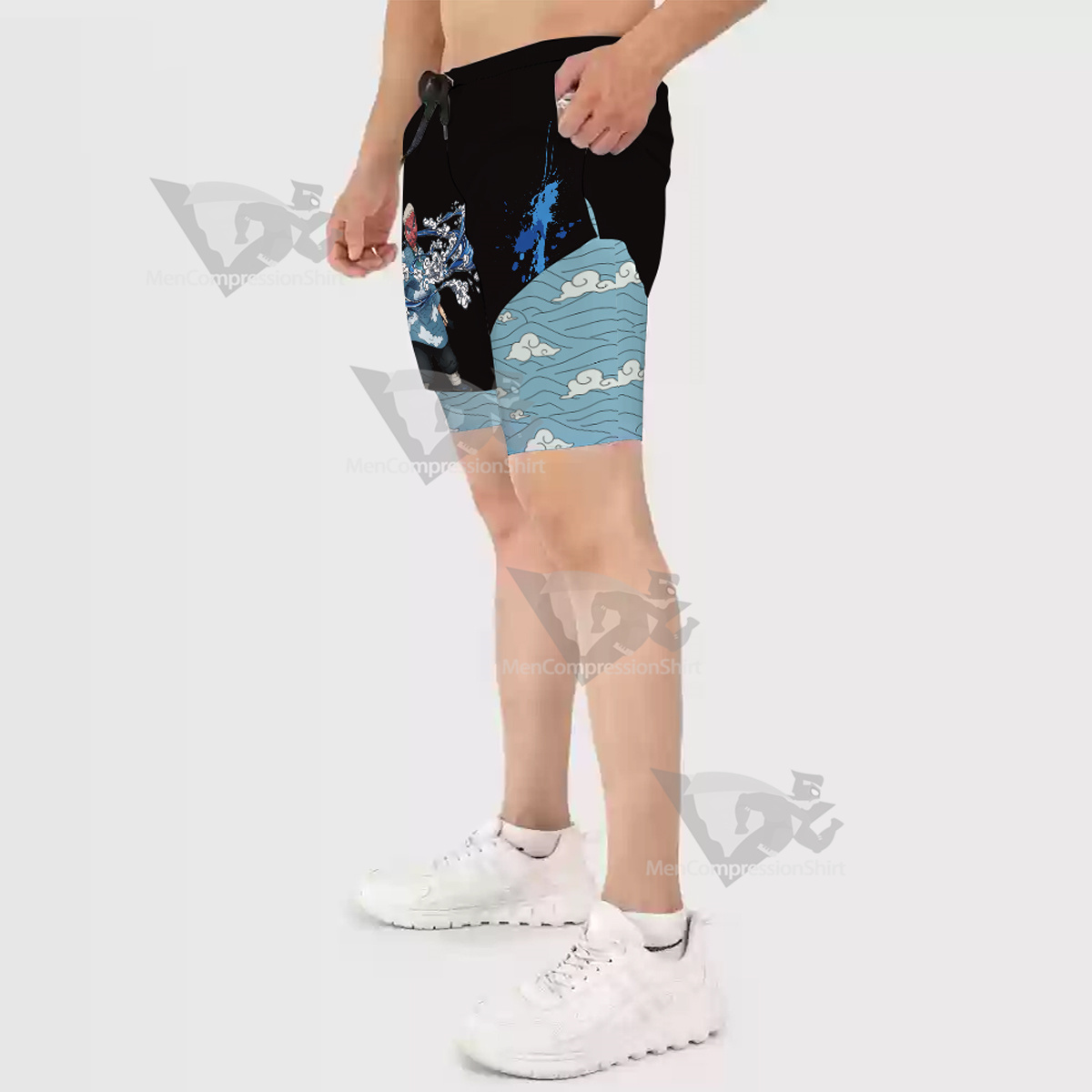 Demon Slayer Japanese Ukiyoe Nanami Men Compression Gym Short
