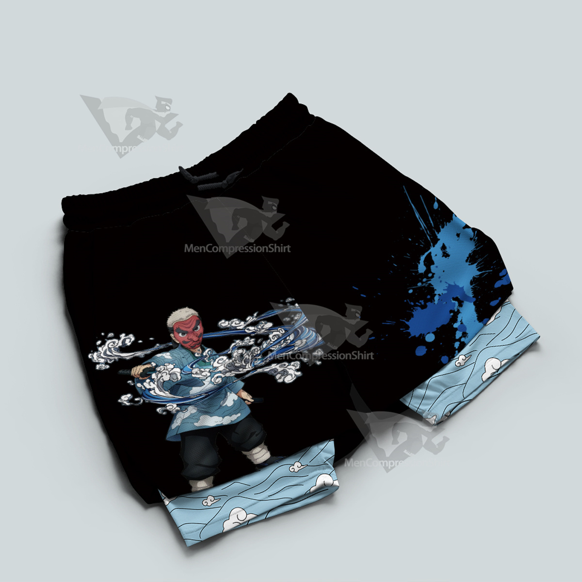 Demon Slayer Japanese Ukiyoe Nanami Men Compression Gym Short
