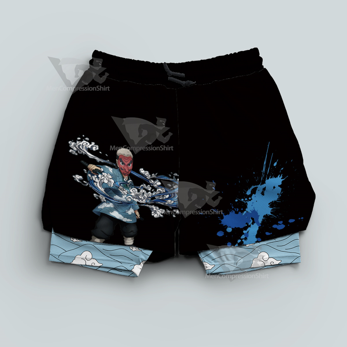 Demon Slayer Japanese Ukiyoe Nanami Men Compression Gym Short