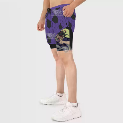 Demon Slayer Kokushibo Purple Line Men Compression Gym Short