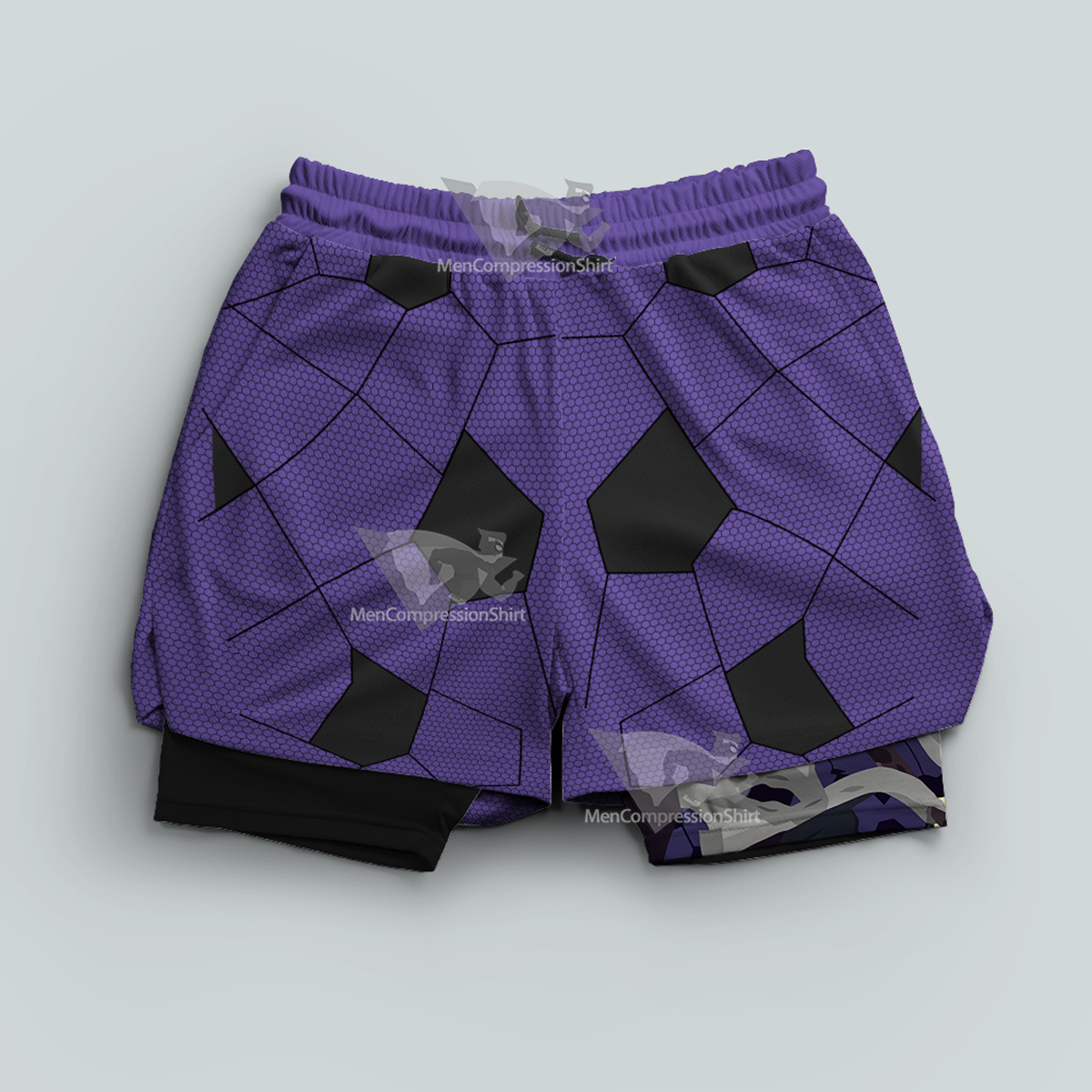 Demon Slayer Kokushibo Purple Line Men Compression Gym Short