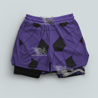 Demon Slayer Kokushibo Purple Line Men Compression Gym Short