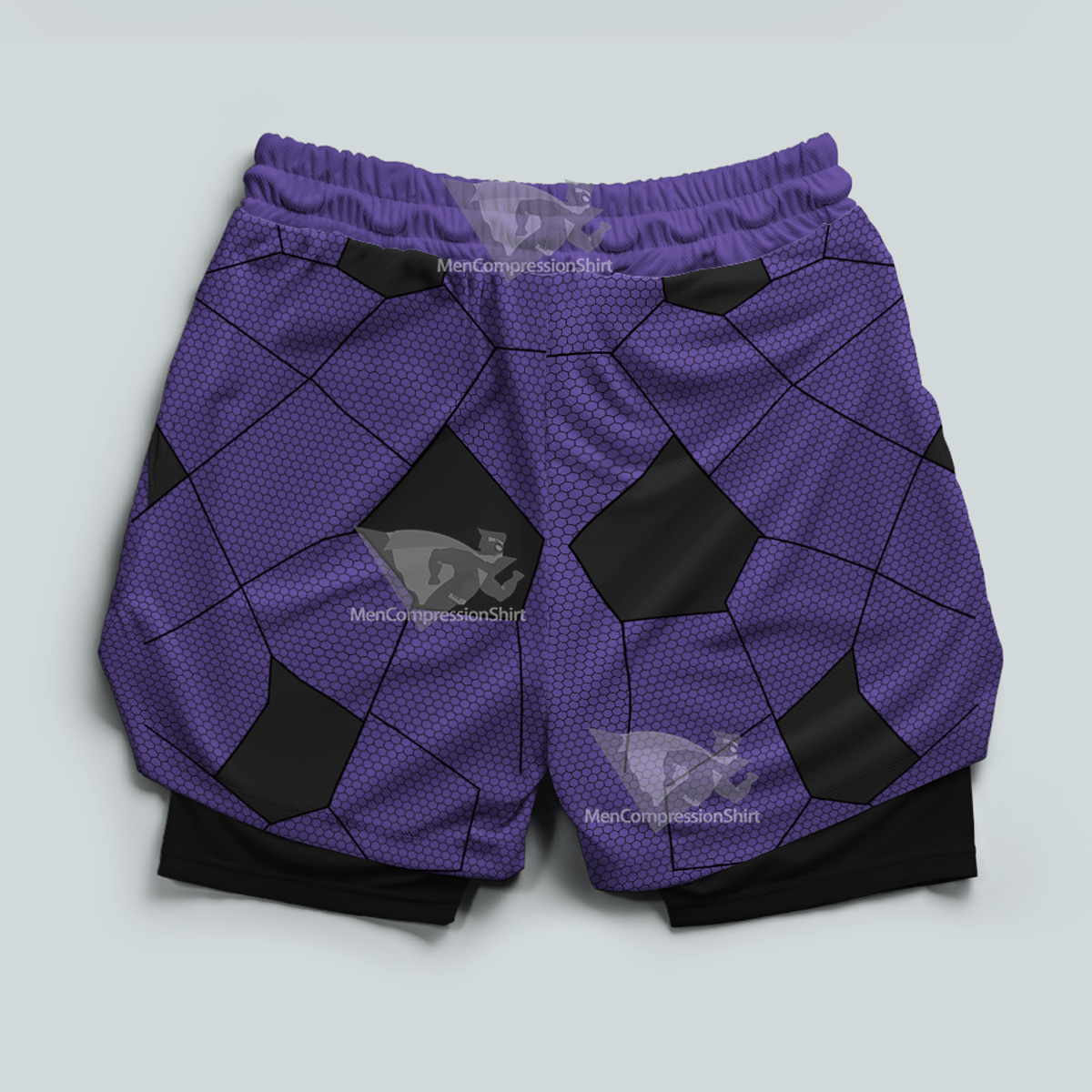 Demon Slayer Kokushibo Purple Line Men Compression Gym Short