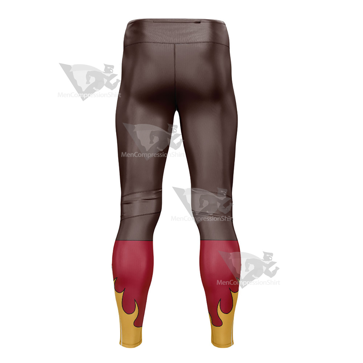 Demon Slayer Kyojuro Rengoku Brwn And Red Mens Compression Legging