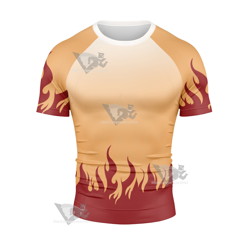 Demon Slayer Kyojuro Rengoku Short Sleeve Compression Shirt