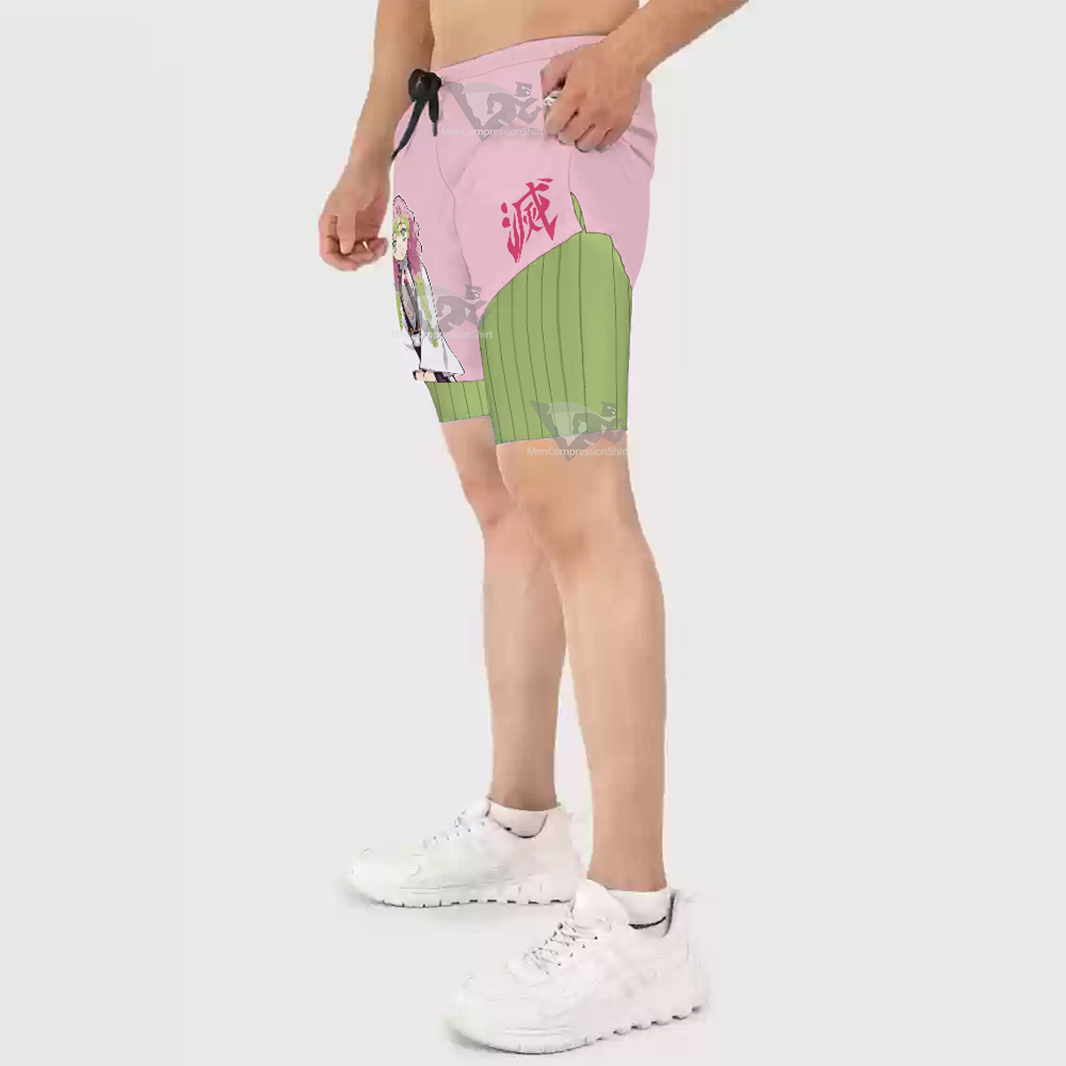 Demon Slayer Mitsuri Kanroji Pink Men Compression Gym Short