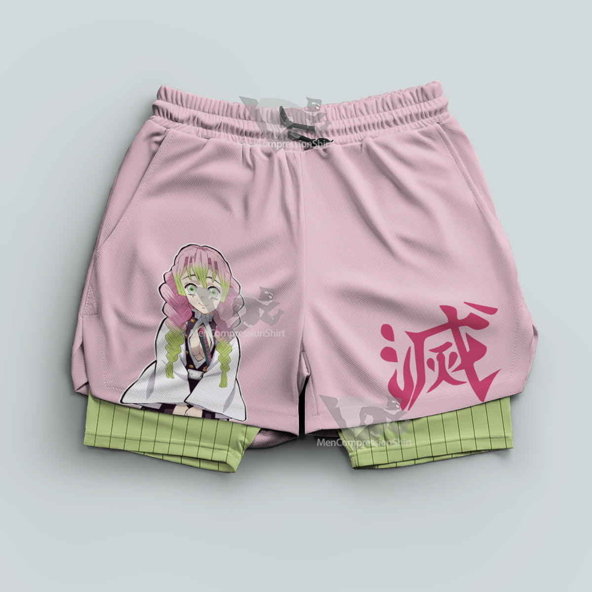Demon Slayer Mitsuri Kanroji Pink Men Compression Gym Short