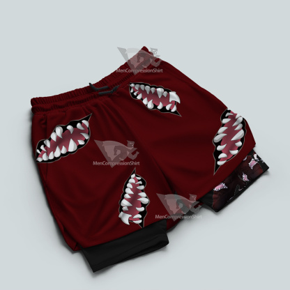 Demon Slayer Muzan Kibutsuji Red Men Compression Gym Short