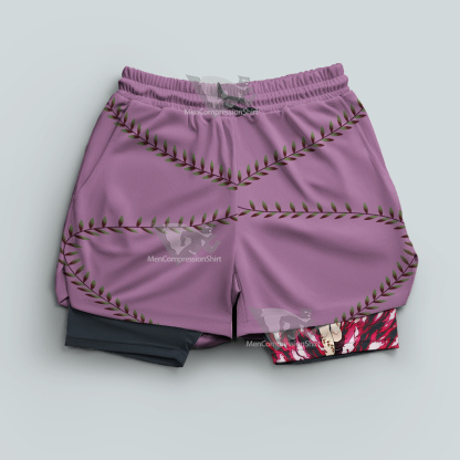 Demon Slayer Nezuko Kamado Pink Leaves Men Compression Gym Short