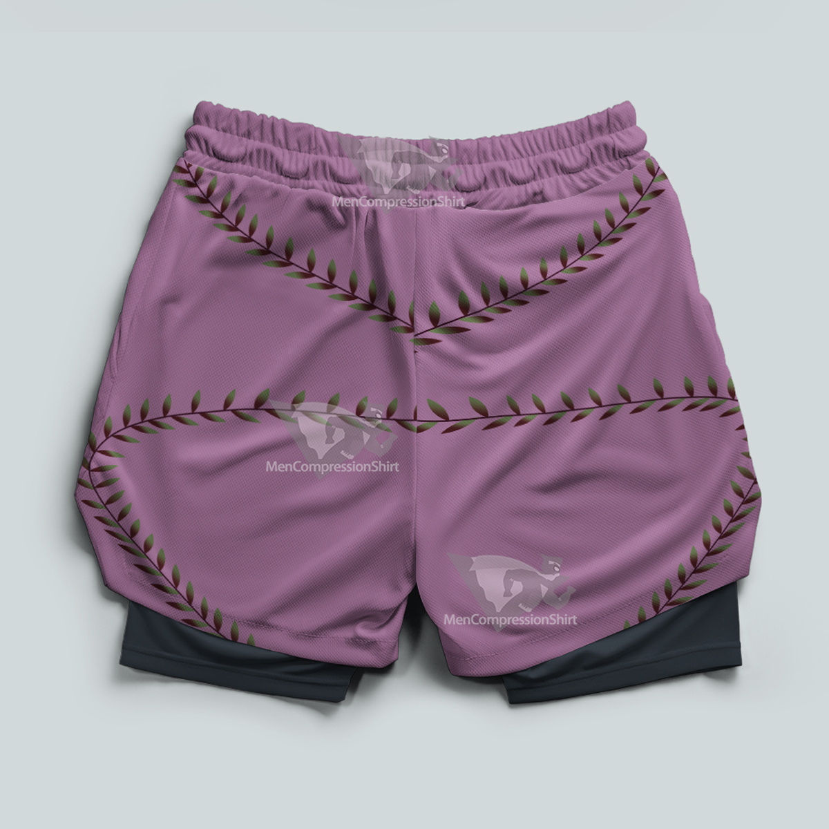 Demon Slayer Nezuko Kamado Pink Leaves Men Compression Gym Short