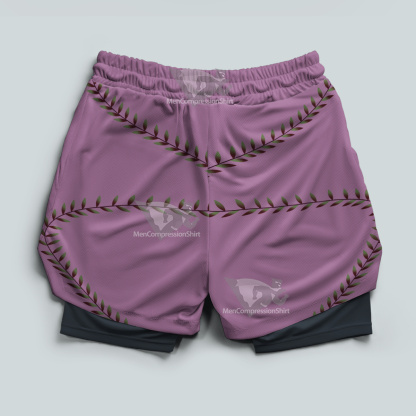 Demon Slayer Nezuko Kamado Pink Leaves Men Compression Gym Short