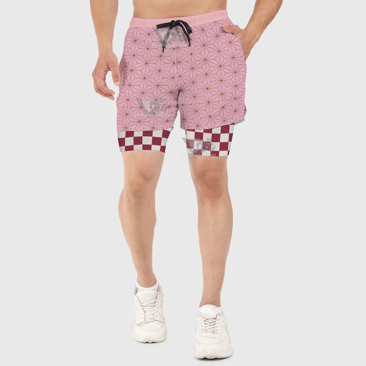 Demon Slayer Nezuko Kamado Pink Men Compression Gym Short