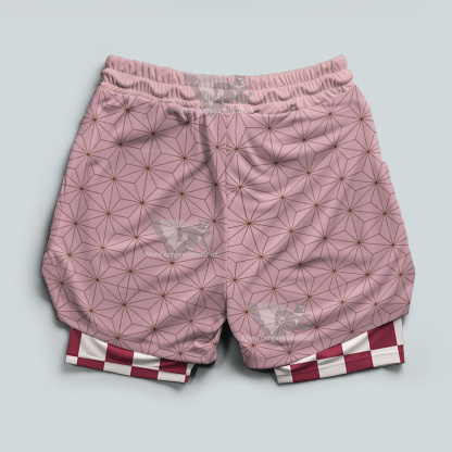 Demon Slayer Nezuko Kamado Pink Men Compression Gym Short