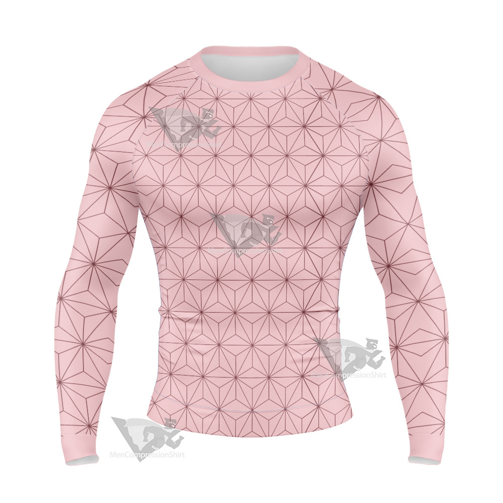 Demon Slayer Nezuko Pink Long Sleeve Compression Shirt