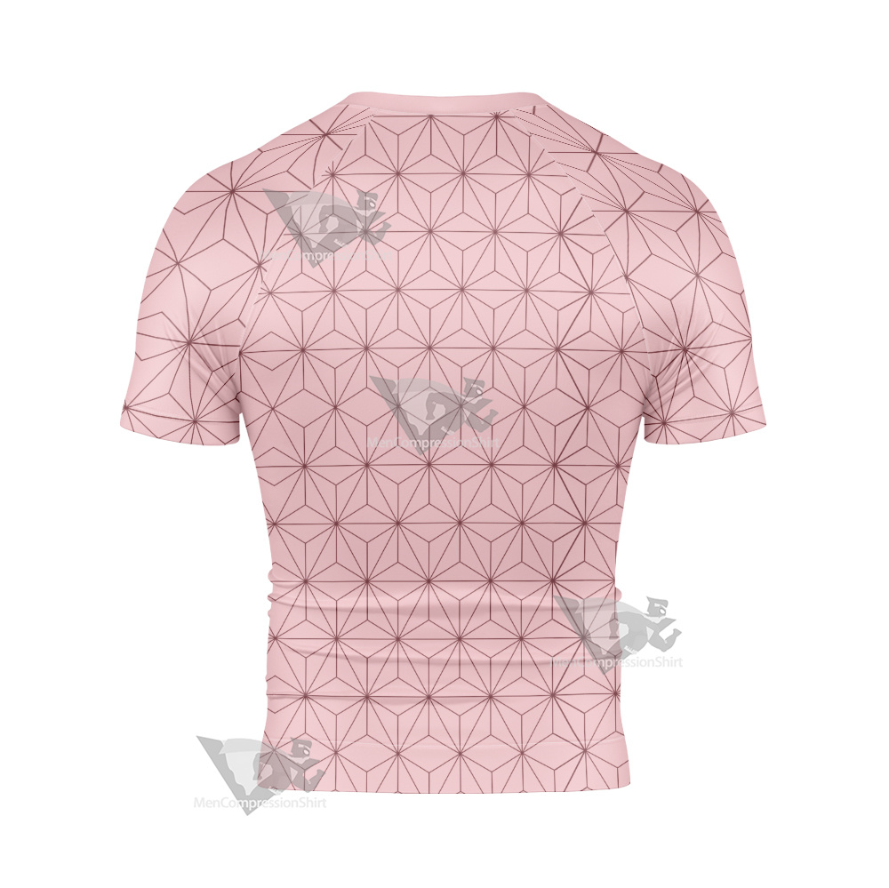 Demon Slayer Nezuko Pink Short Sleeve Compression Shirt