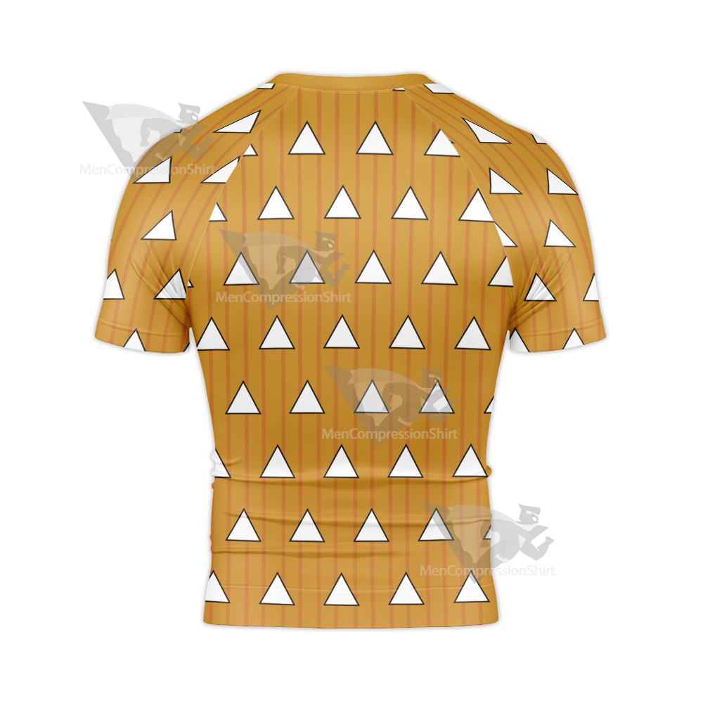 Demon Slayer No Yaiba Zenitsu Agatsuma Rash Guard Compression Shirt
