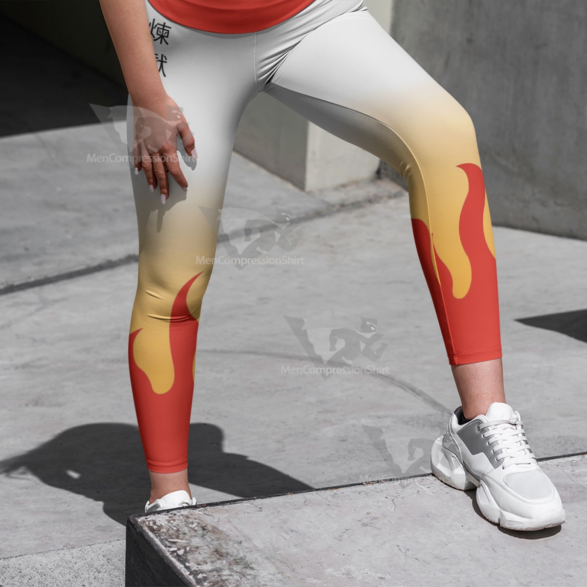 Demon Slayer Rengoku White Women Compression Legging-MensCompressionShirt