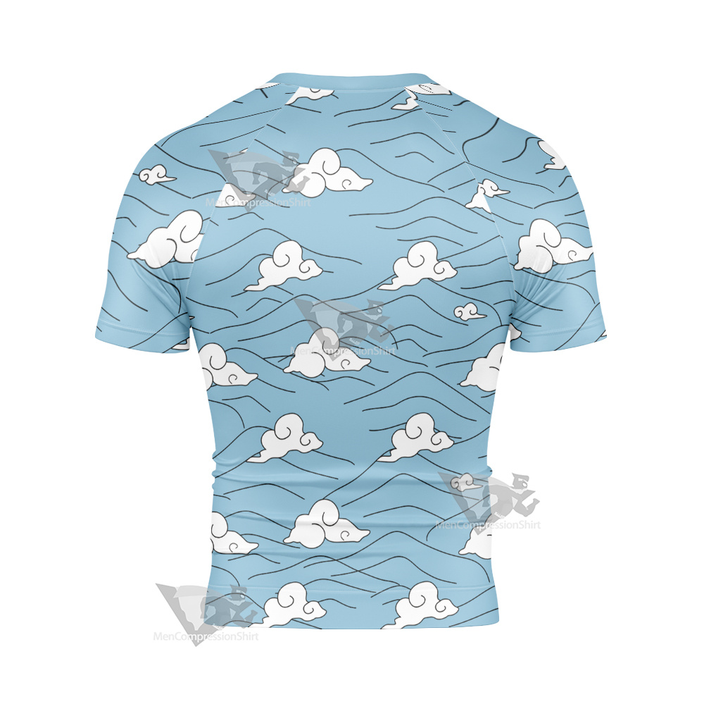 Demon Slayer Sakonji Urokodaki Blue Short Sleeve Compression Shirt
