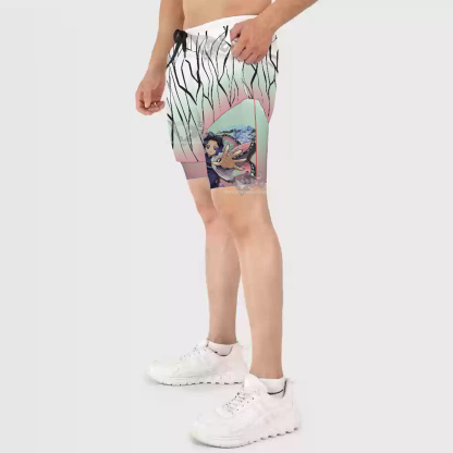 Demon Slayer Shinobu Kocho Pink Men Compression Gym Short