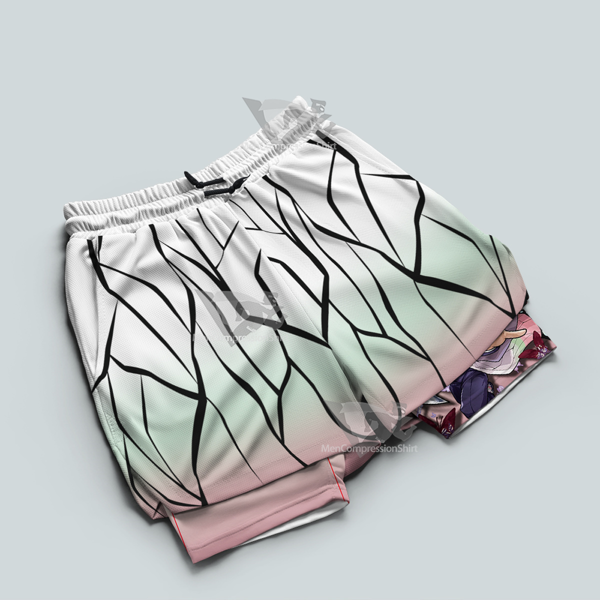 Demon Slayer Shinobu Kocho Pink Men Compression Gym Short