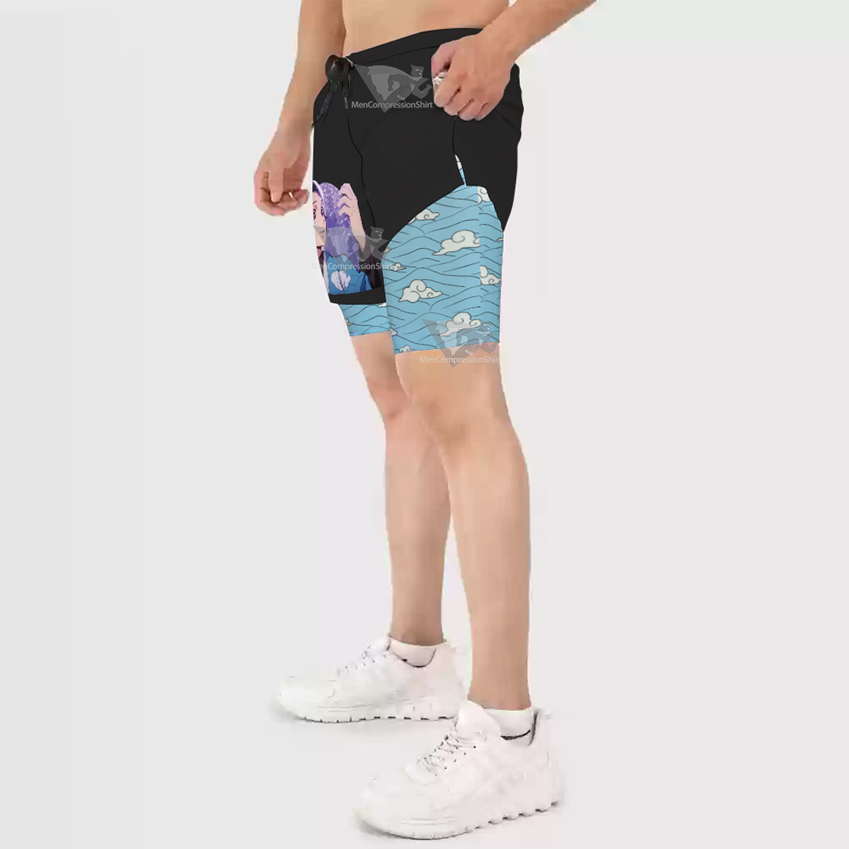 Demon Slayer Tanjiro Kamado Blue Men Compression Gym Short