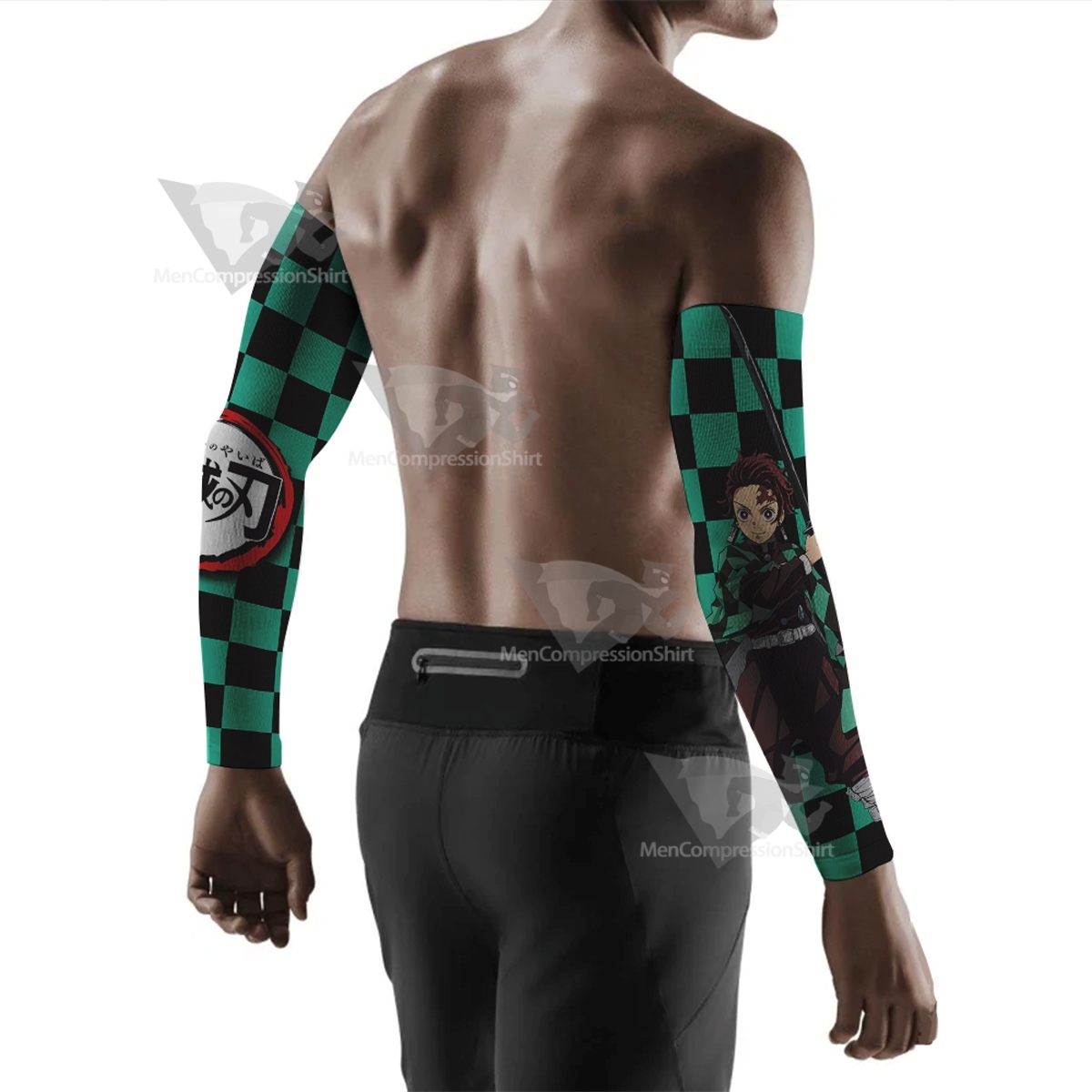 Demon Slayer Tanjiro Lattice Green Compression Arm Sleeve