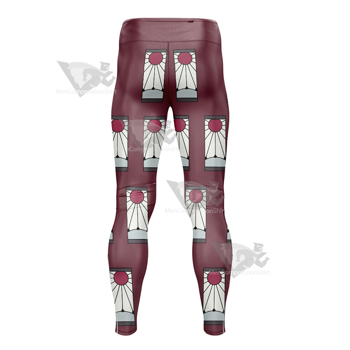 Demon Slayer Tanjirou Hanafuda Earrings Red Mens Compression Legging